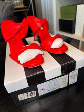 Aquazzura Red Leather Open-Toe Shoes